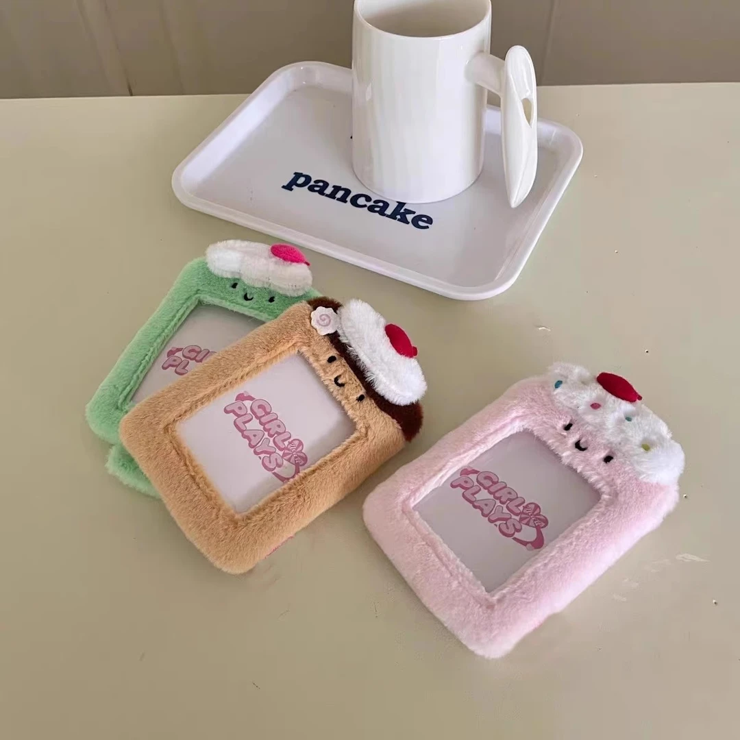 甜品小白狗毛绒3寸卡套ins可爱校园饭卡追星专辑小卡照片包包挂件