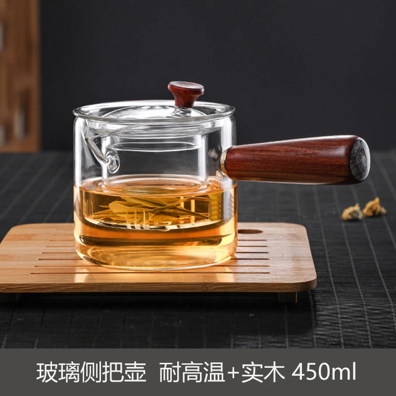 玻璃侧把壶（实木柄）+耐高温玻璃