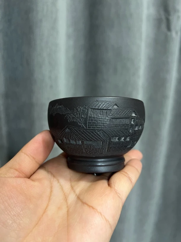 茶杯主人杯品茗杯客杯130毫升黑料宜兴紫砂茶碗茶器原矿老料名家