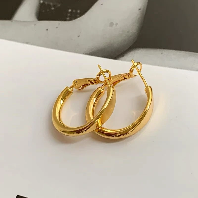 黄铜耳饰 925银针镀金时尚金色耳环设计简约大方适合各种百搭