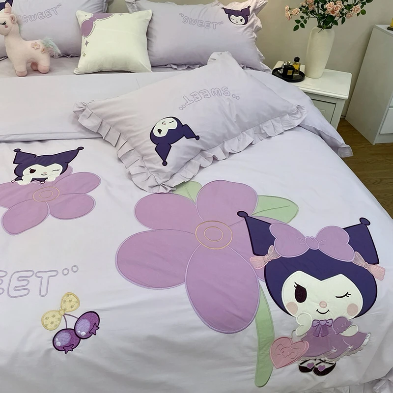 可爱库洛米 儿童床上用品全棉纯棉女孩 大版刺绣被套床单三四件套
