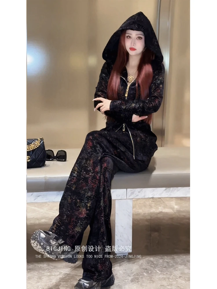 【清】《繁花似锦》贵气感十足弹力显瘦加绒套装