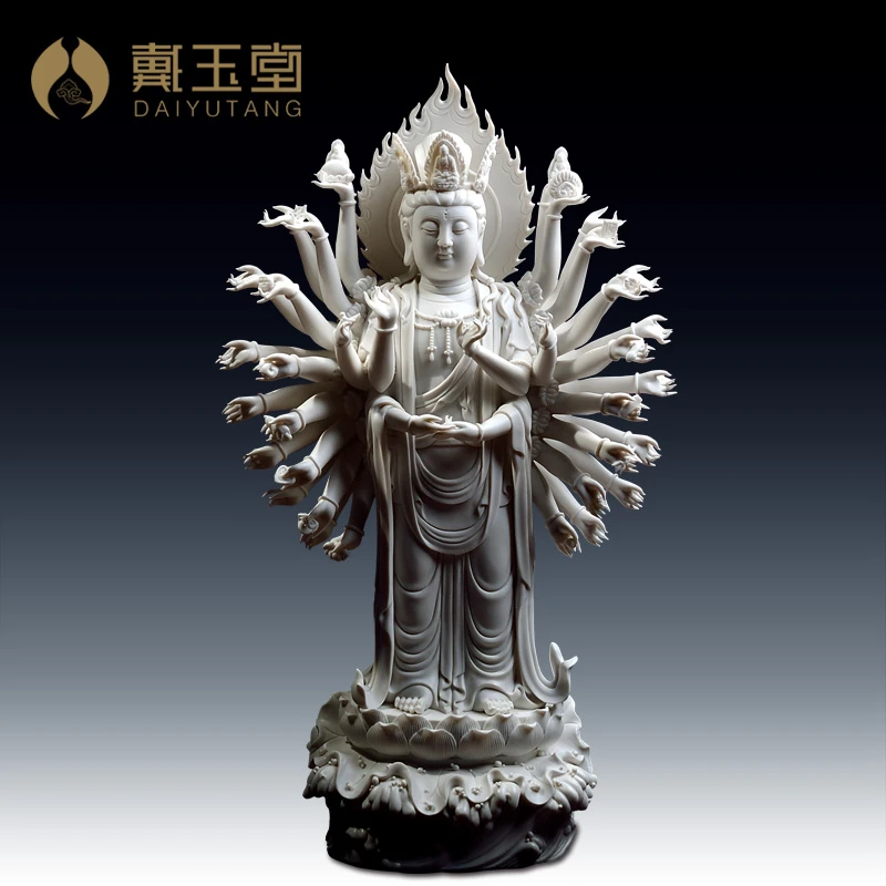 戴玉堂 陶瓷摆件《千手观/音》德化白瓷雕像客厅工艺家居饰品