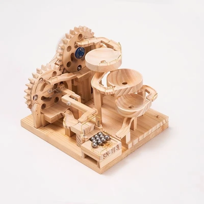 儿童积木轨道木制电动机械滚珠拼图DIY手工制作模型立体拼装玩具