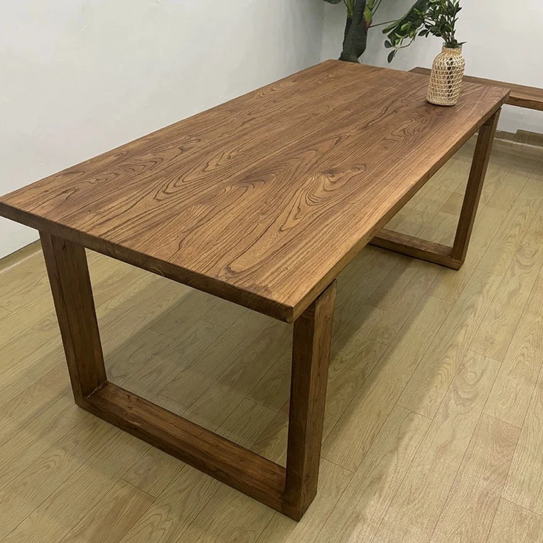 老榆木大板桌家用餐桌莫比恩同款工作台书桌实木电脑桌办公茶桌子