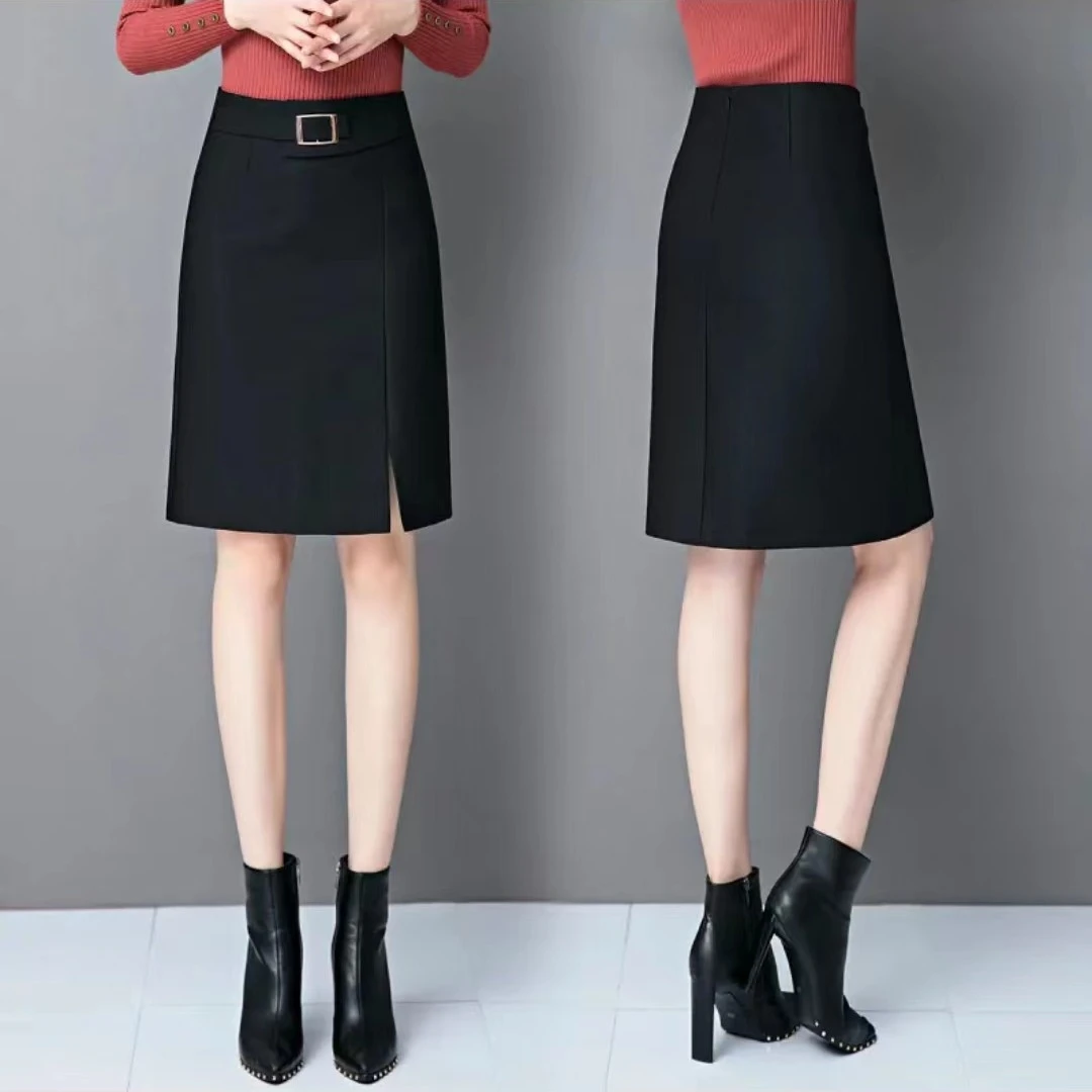 2025春季新款半身裙包臀高腰显瘦黑色中长款百搭气质高端款一开叉