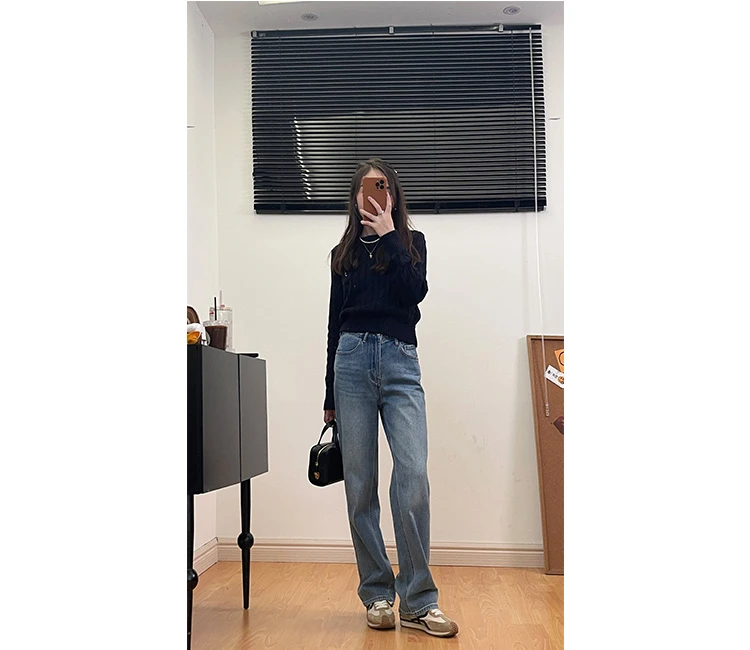 【晚枫】万人认证好版型不挑腿型宽松直筒牛仔裤春秋厚实柔软超藏肉