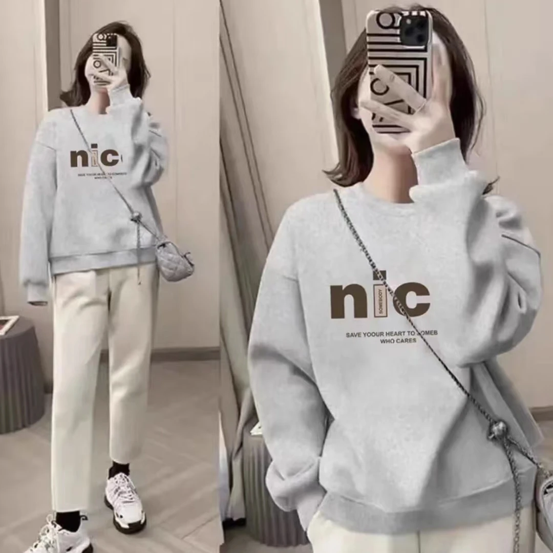 华棉卫衣运动休闲潮流情侣秋季男上衣宽松圆领套头