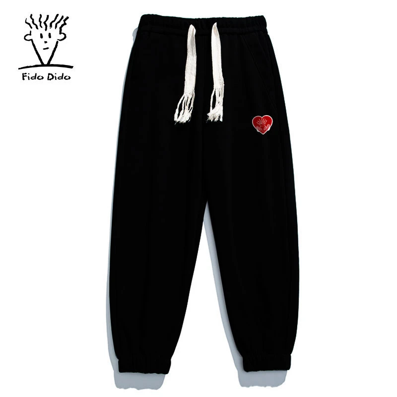 FIDO DIDO宽松绣标百搭束脚休闲卫裤男女同款FDCSP0045HJ