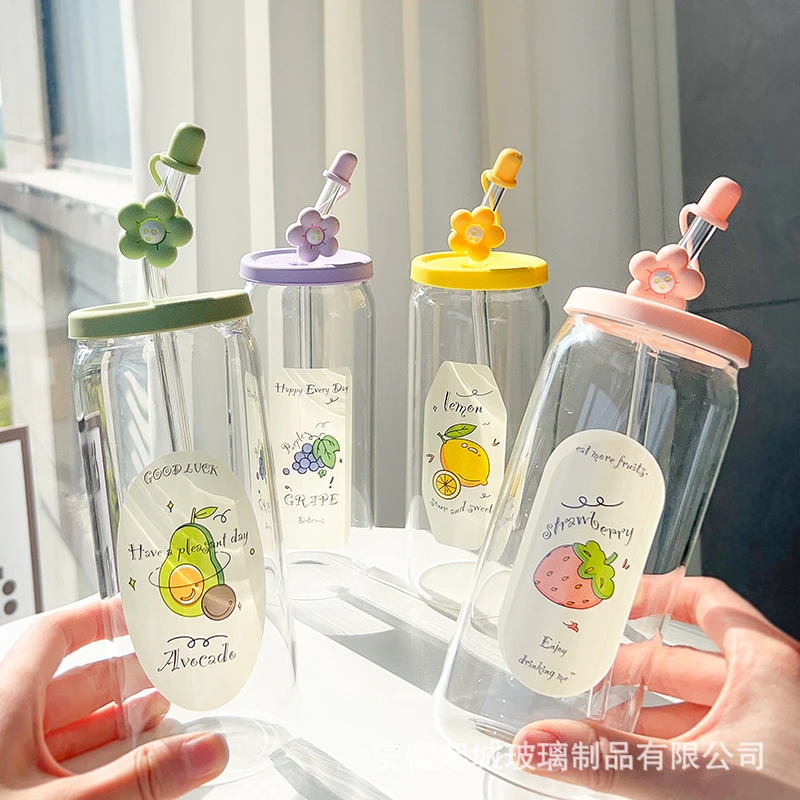 吸管玻璃杯高颜值情侣杯子大容量水杯便携咖啡杯子女生夏季可乐杯
