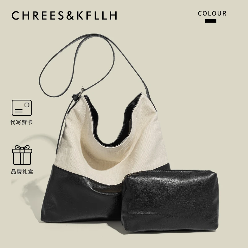 CHREES&KFLLH小众时尚百搭拼接托特包女包爆款2025新款通勤牛仔包
