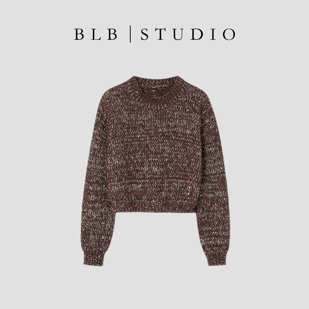 【BLB•板老板】 时尚洋气秋冬设计感慵懒风闪片毛衣女 1747