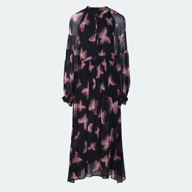 【唤蝶2024-文文】重磅100桑蚕丝连衣裙Y24C9099