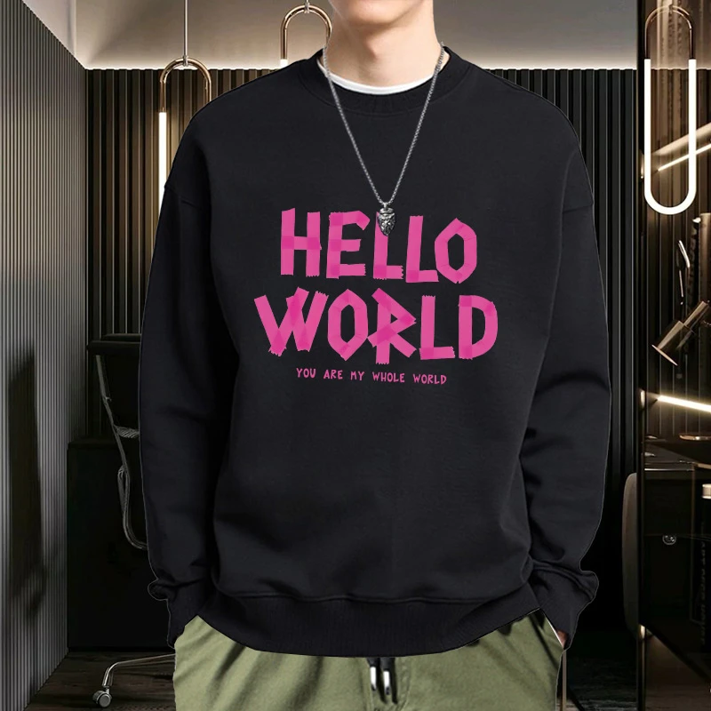 美式潮牌圆领长袖t恤男款春秋2024新款黑色痞帅卫衣男生内搭上衣