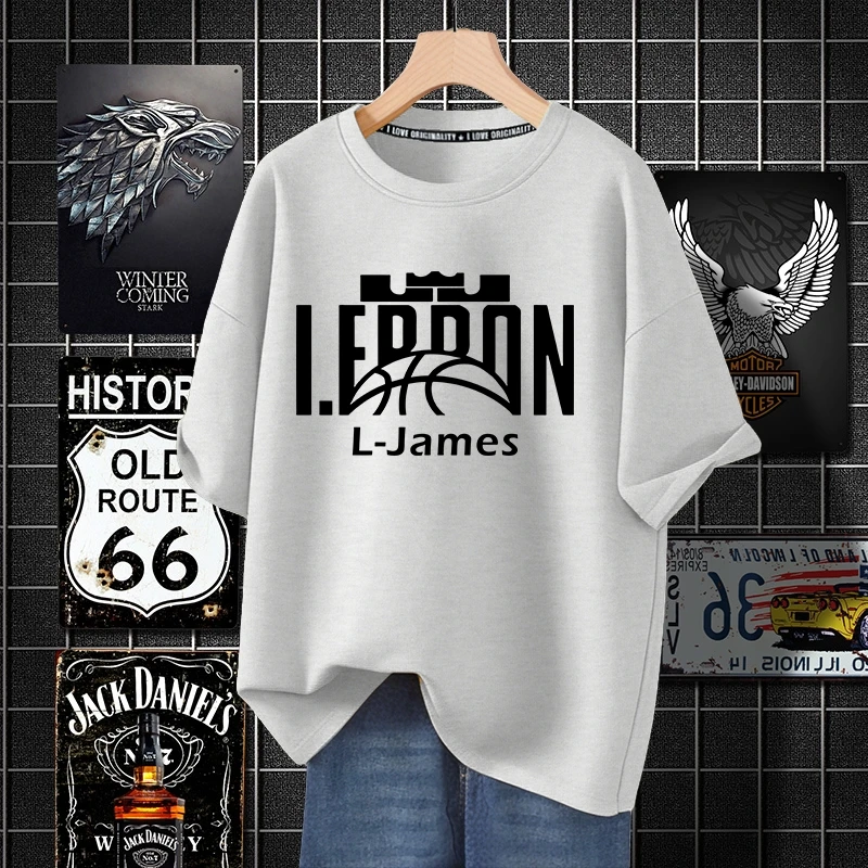 篮球运动短袖t恤男2024新款潮流 美式休闲印花半袖今年流行上衣