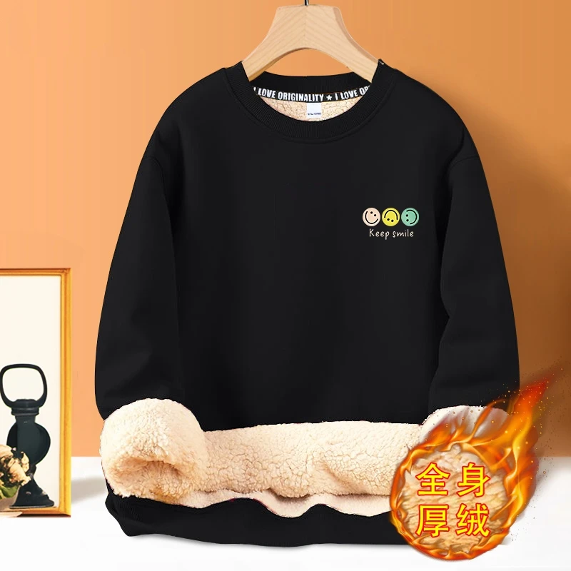 加绒加厚圆领卫衣女2024新款秋冬款宽松百搭冬季洋气情侣长袖外套