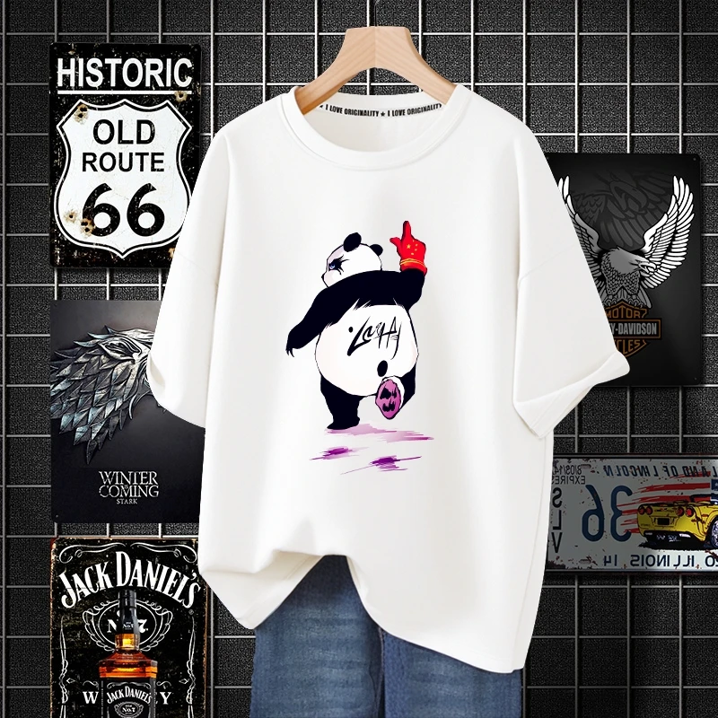 30原创小熊猫ins潮牌短袖t恤男纯棉夏季新款宽松百搭休闲半袖