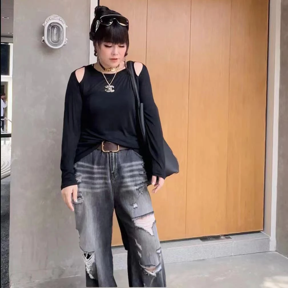 88209 夏季休闲风镂空露肩薄款长袖宽松防晒上衣