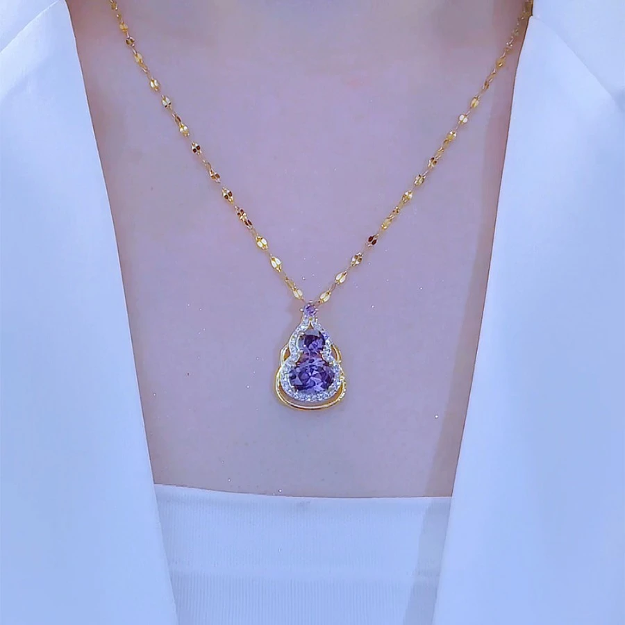 钛钢项链 紫葫芦吊坠项链配饰锁骨链网红饰品时尚简约精致坠链