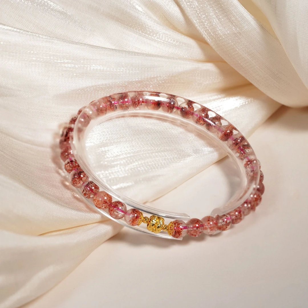 【不二】超七水晶18K金DIY单圈手串（金草莓）