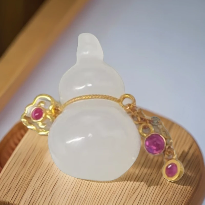 【不二】和田玉白玉18K金吊坠(葫芦)