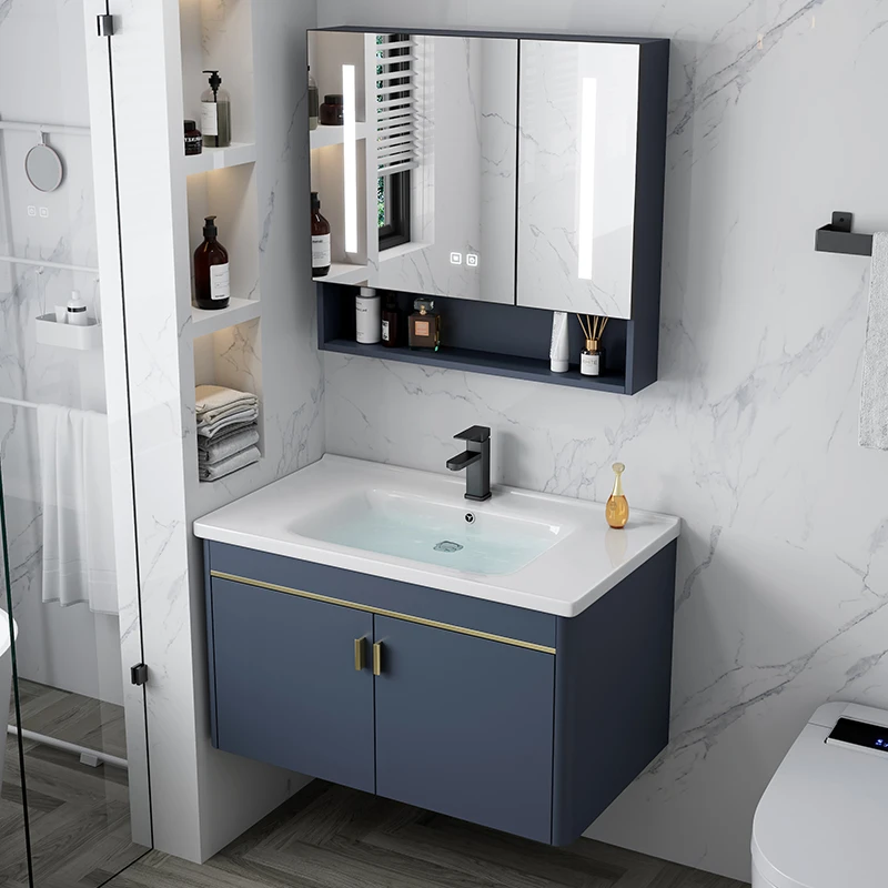 太空铝浴室柜组合家用洗脸盆简约陶瓷一体洗手盆卫生间洗漱台盆池