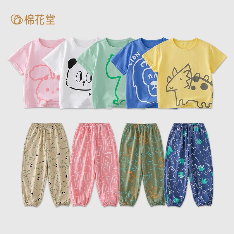 【T恤+防蚊裤】棉花堂纯棉T恤印花防蚊裤组合装F241114+F241078