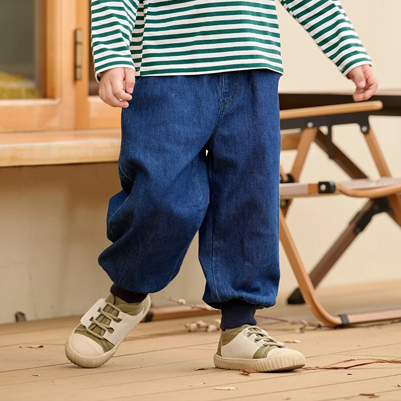 棉花堂秋季儿童牛仔裤初秋男童女童潮款上学爆款牛仔长裤F242077