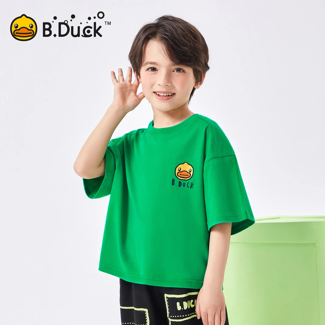 B.Duck小黄鸭童装儿童冰感短袖T恤男童2025夏季新款宽松半袖上衣