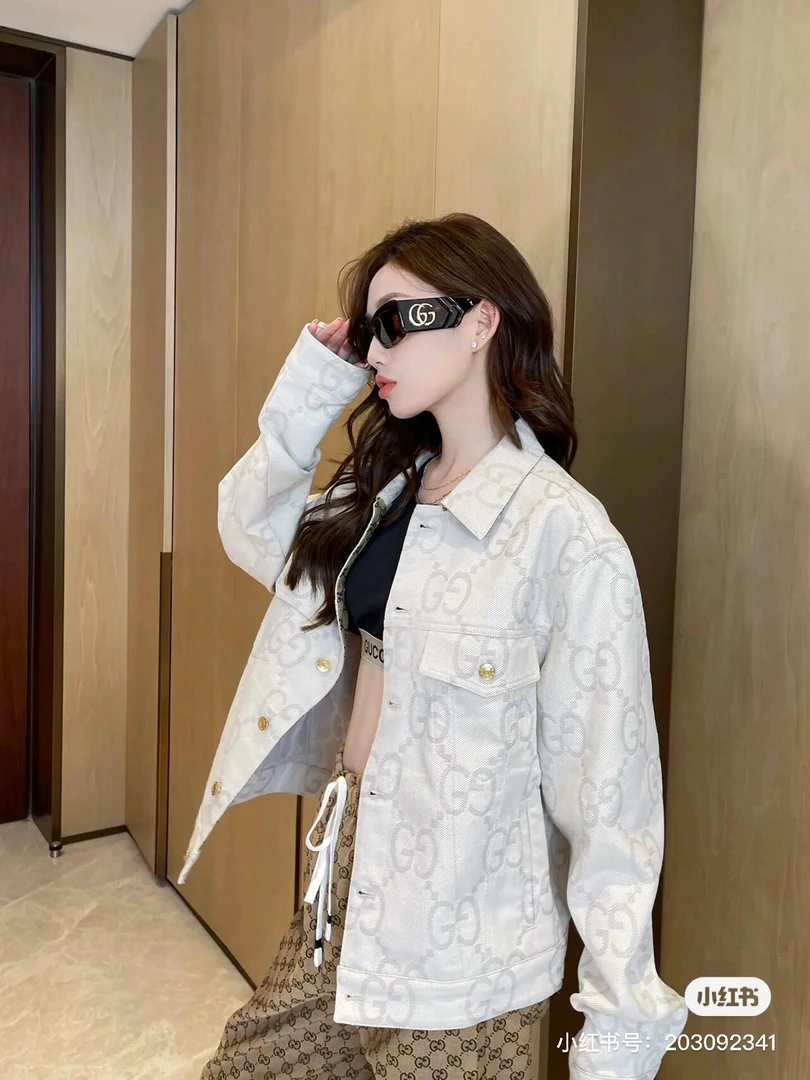 古驰/Gucci 双G提花牛仔夹克外套 01330/99新/44码