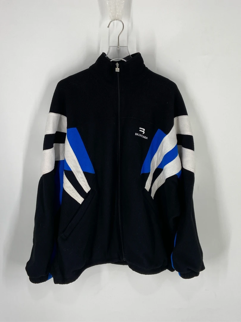 巴黎世家Balenciaga黑蓝拼接泰迪绒夹克外套/XS码/98新/02784