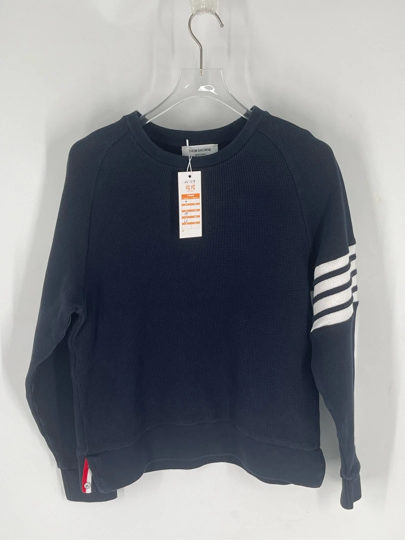 汤姆布朗/Thom Browne 华夫格藏青圆领套头卫衣02159/4码/99新