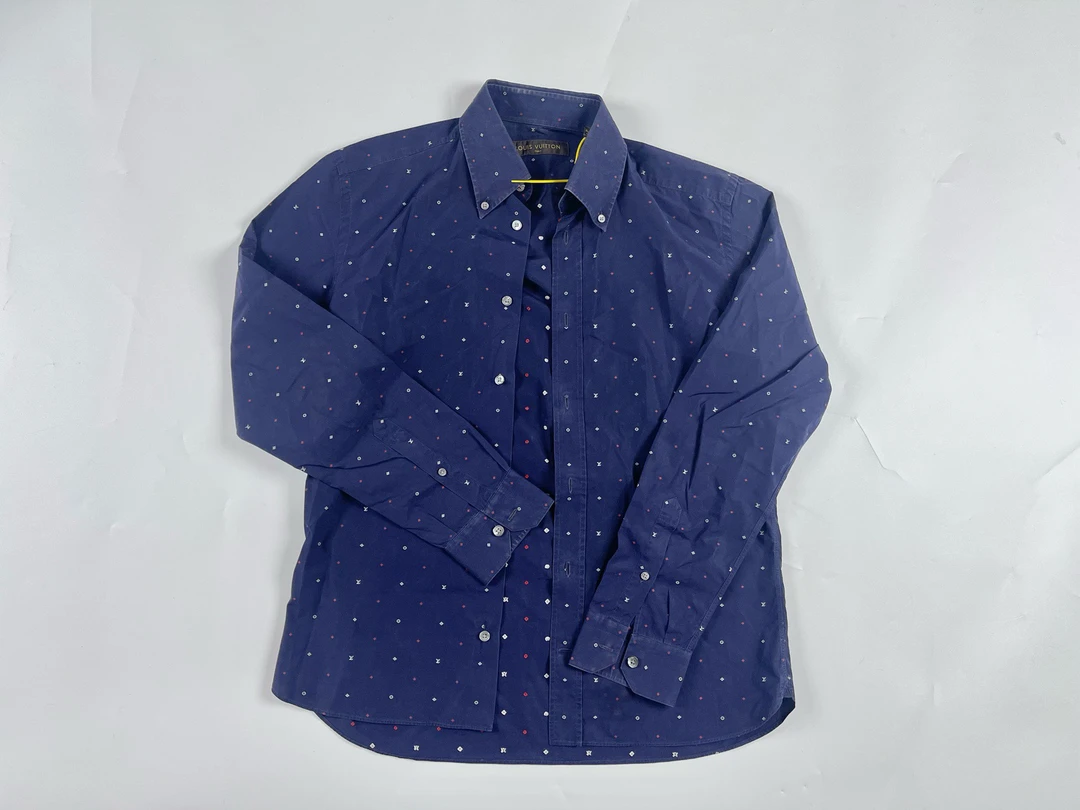 Louis Vuitton 藏蓝色衬衫满logo翻领长袖 L码/99新/01023