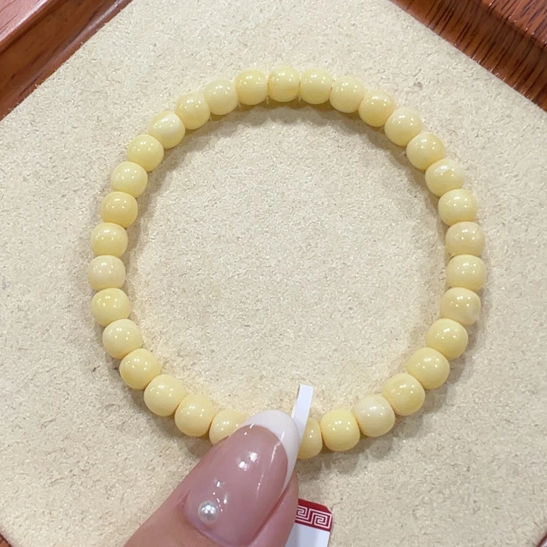 蜜蜡裸石未镶嵌6m奶白福利手串