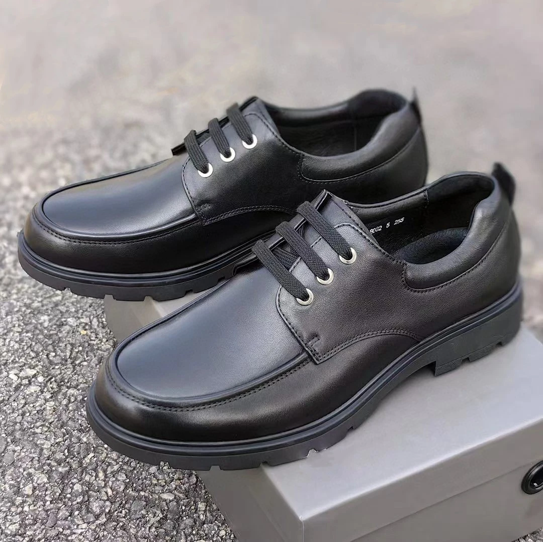 男士时尚商务休闲鞋男款真皮低帮防滑百搭舒适透气黑色英伦风男鞋