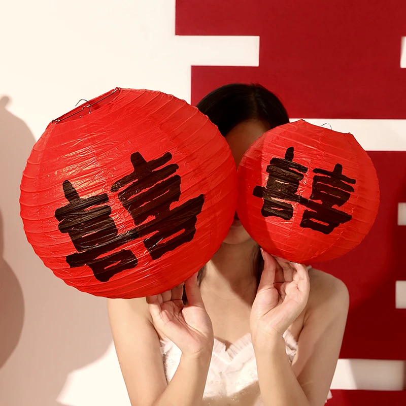 结婚红色喜字灯笼中式囍字婚礼树挂摆件新娘拍照道具婚房布置装饰