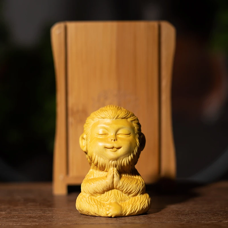 黄杨木雕小摆件孙悟空生肖猴子手把件 男士 随身把玩件女送福送礼