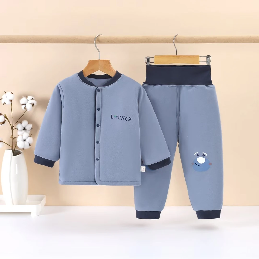 冬季上新三层加厚棉服开通中小童深冬必备男女宝宝高腰护肚