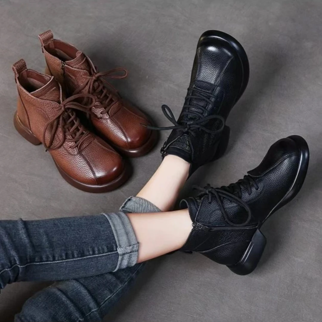 1202粉丝2024新款马丁靴软底厚底防滑保暖百搭妈妈棉靴