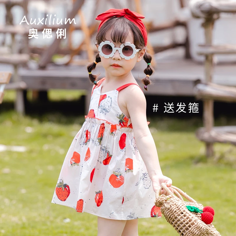 女童夏季吊带洋气连衣裙新款小童女宝宝韩版爆款潮款裙子QD00220
