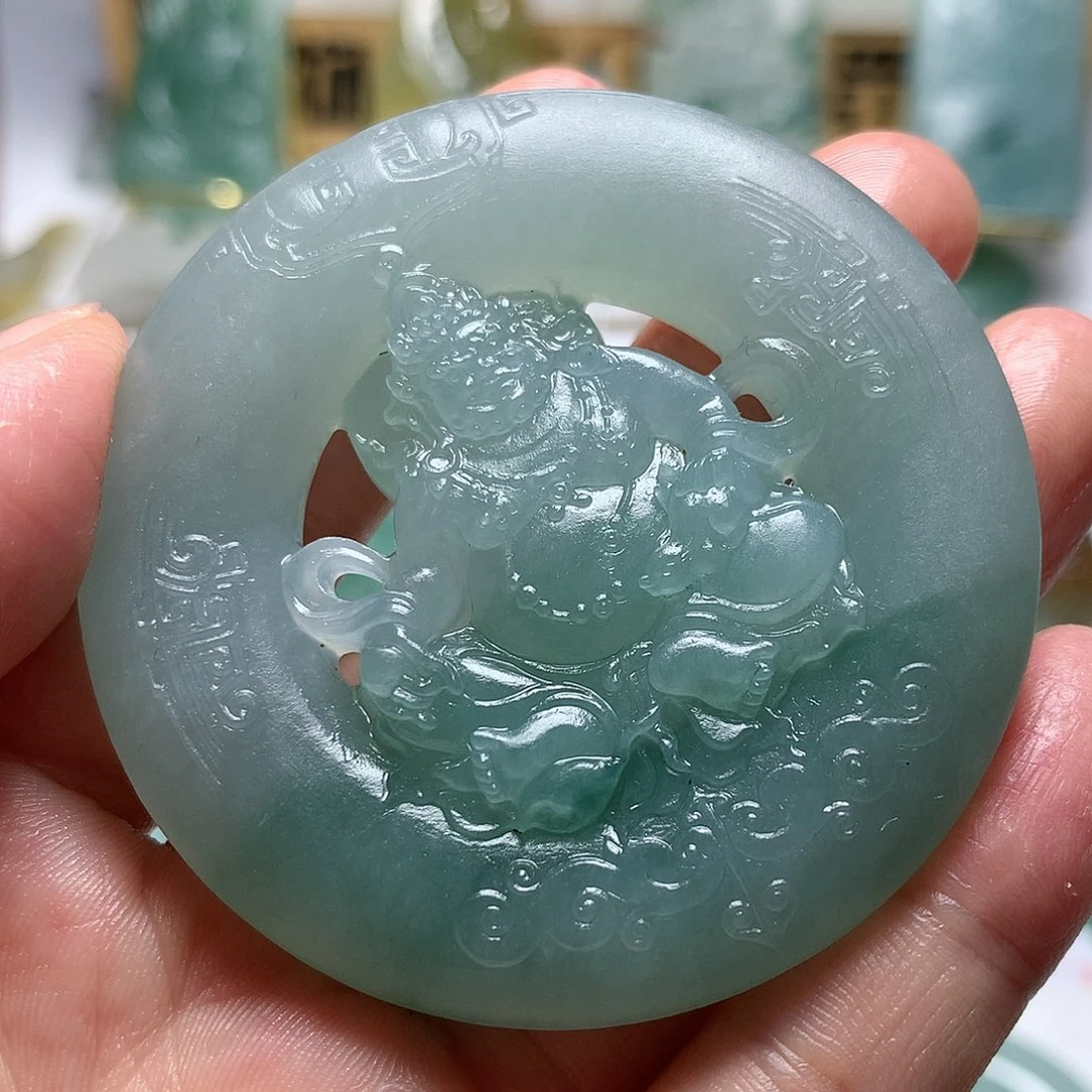 定制翡翠未镶嵌朱*力财神