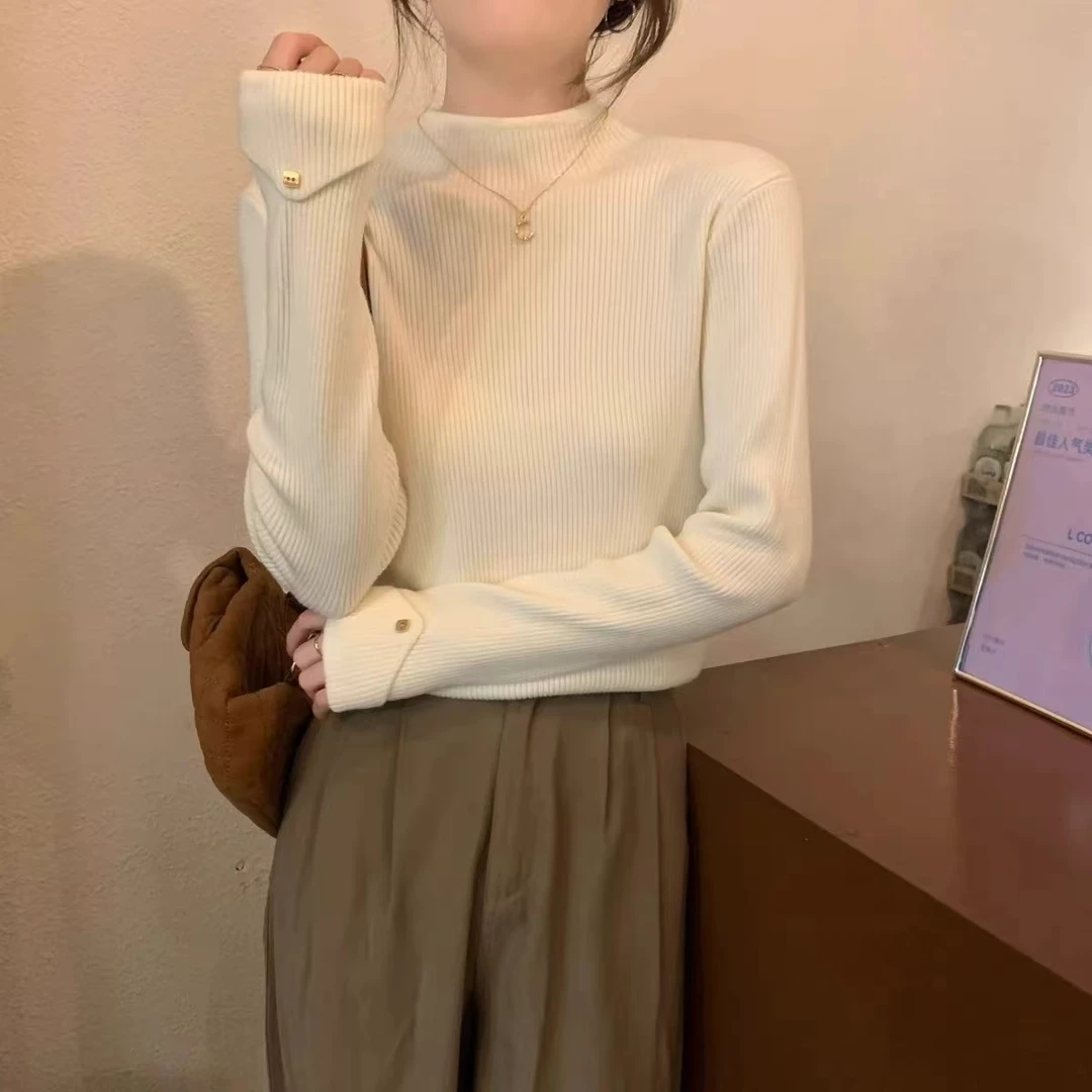 高级感内搭毛衣打底衫女秋冬2024新款半高领长袖修身针织百搭上衣