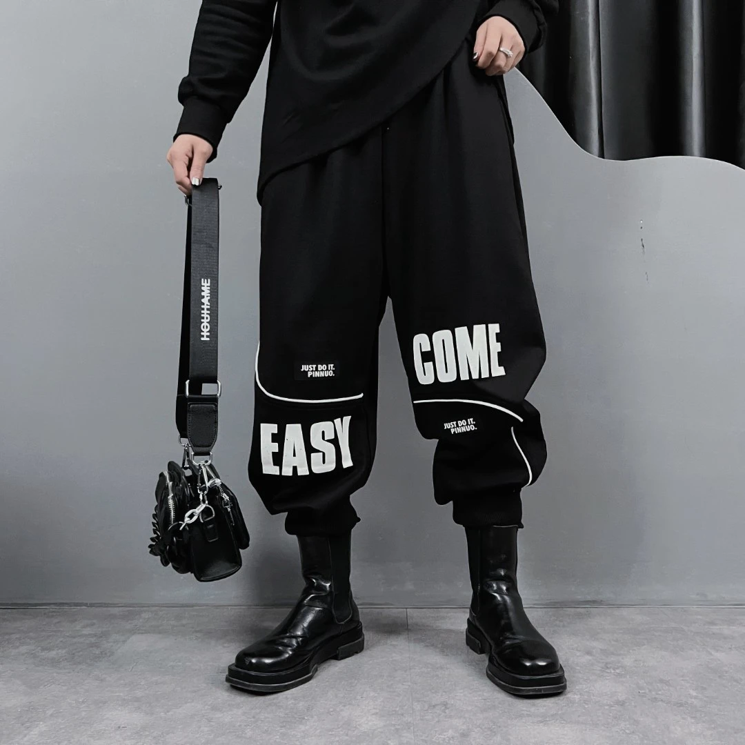 欧货女装春季休闲裤JA9036明线拼接设计微弹松紧腰百搭显瘦潮新品