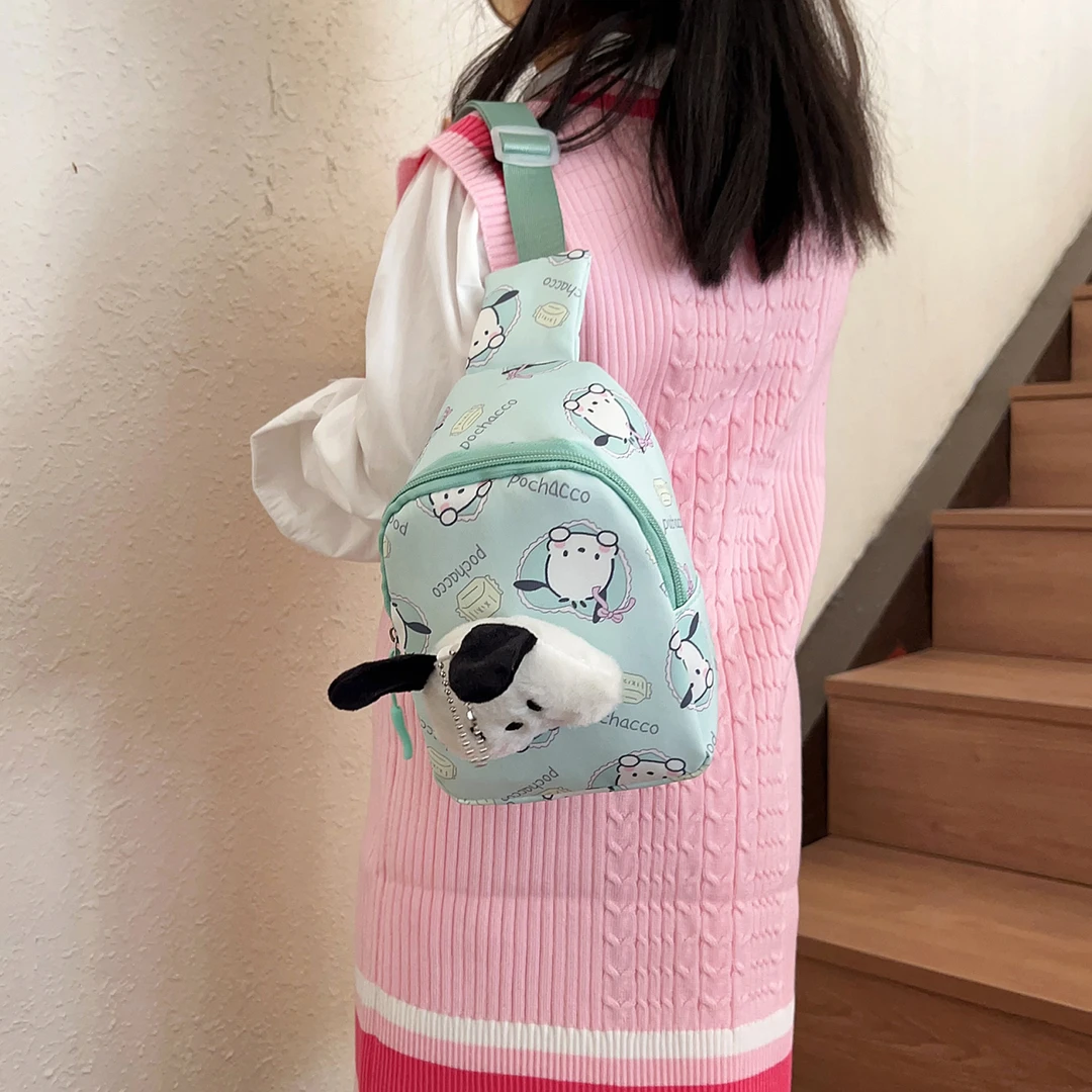 外贸新款儿童包包女童可爱毛绒玩偶帕恰狗胸包幼儿园宝宝斜挎包