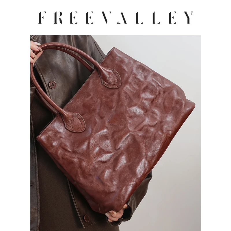 自由谷FREEVALLEY  流年「 上岸包」植鞣手抓纹牛皮包 单肩手提斜挎