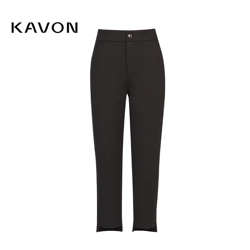 【晨粉专享价】通勤干练显瘦显腿长裤脚不对称九分铅笔裤KL4H820QE