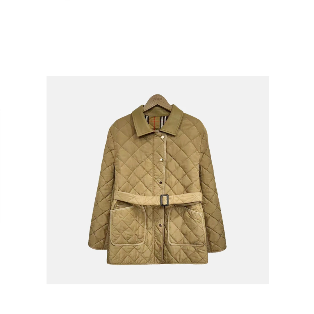 【子杉】款菱纹新形格服利腰带束卡其色夹外套95032