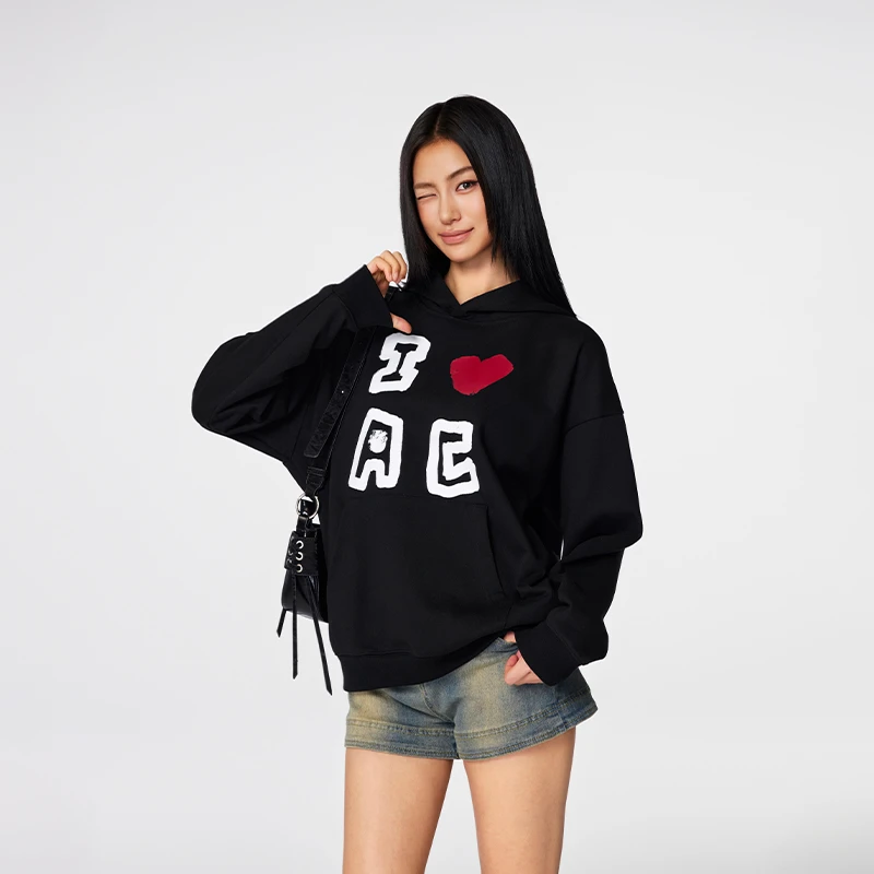 【Achock官方店】原创爱心字母连帽卫衣男女美式潮牌帽衫上衣情侣