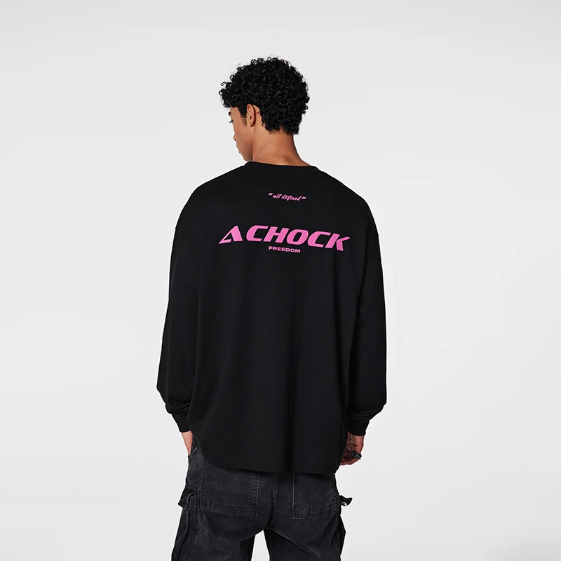 【Achock官方店】美式潮牌痞帅高级感长袖t恤衫男情侣装宽松上衣