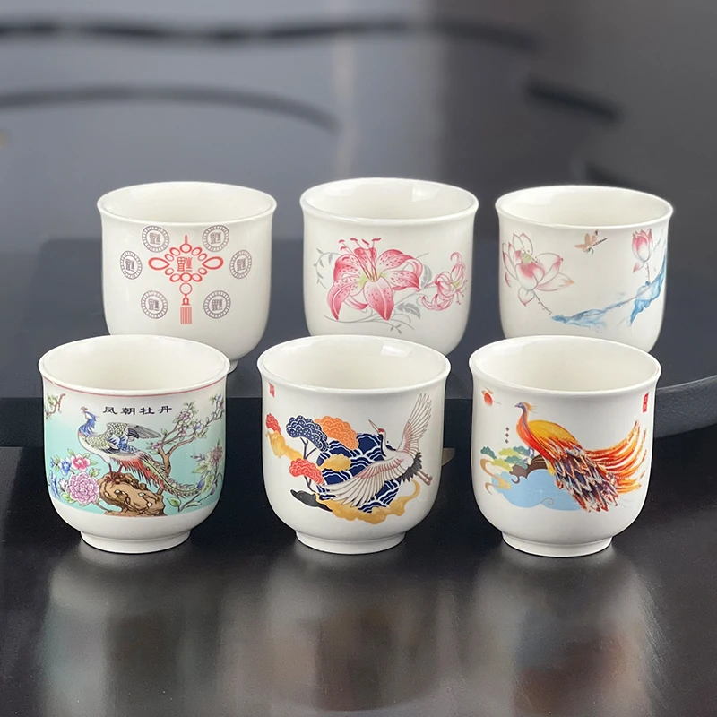 家用主人杯陶瓷茶杯餐厅酒店耐高温防爆茶水杯套装早茶楼杯子